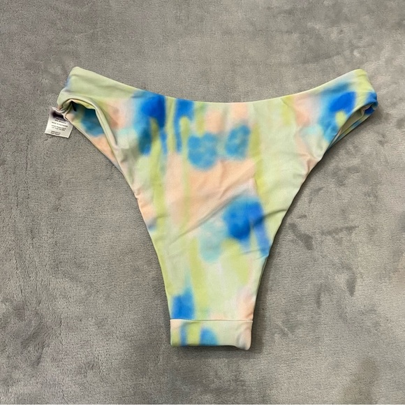 New! Aila Blue Green Acid Tie Dye Cheeky Swim Bikini Bottom 10688 - Picture 6 of 7